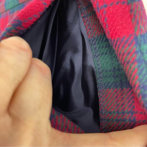 Pendleton Sz 12 Petite Wool Red Green Black Lined Skirt Pleated Pockets Tartan - Picture 10 of 16